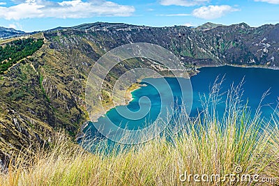 Quilotoa volcanic crater lake, Quito, Ecuador Stock Photo