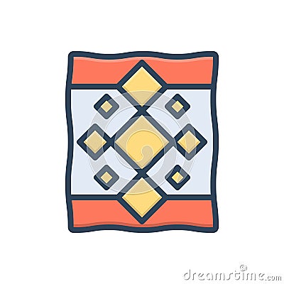 Color illustration icon for Quilt, blanket and cover Cartoon Illustration