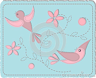 Quilted birds Vector Illustration