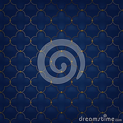 Quilted simple arabesque seamless pattern. Dark Vector Illustration