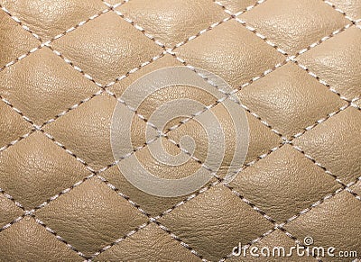 quilted texture artificial leather, stitched with thread for the Stock Photo