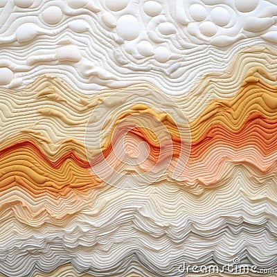 Quilted Waves: A White Paper With Colored Organic Landscapes Stock Photo