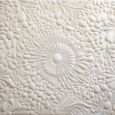 Quilted White Flower Tile With Intricate Detail And Bold Texture Stock Photo