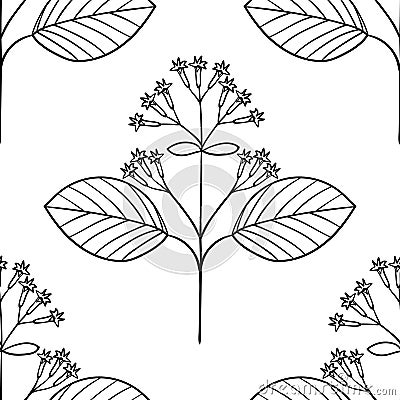 quina, seamless b-w herb ww isolated black Vector Illustration