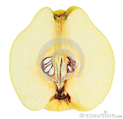 Quince fruit cross-section closeup view Stock Photo