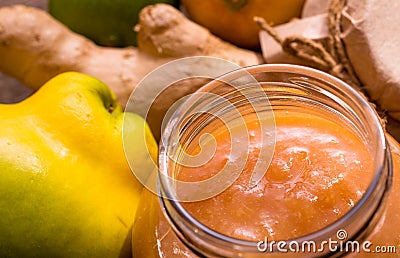 Quince-ginger jam Stock Photo