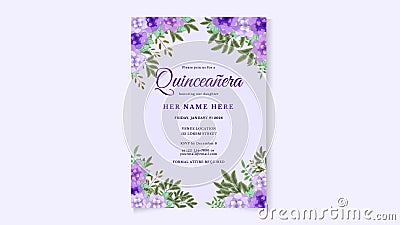 Quinceanera Birthday celebration floral flyer invitation card template Vector Illustration