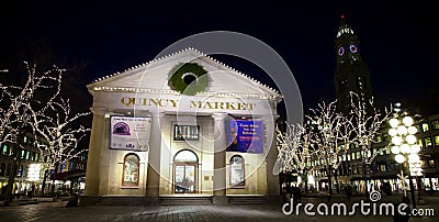 Quincy Market at Christmas Time. Editorial Stock Photo