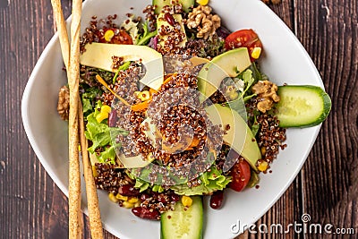 Quinoa and avocado salad. detox diet or just a healthy meal. Selective focus with extreme shallow depth of field Stock Photo