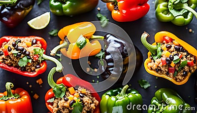 Quinoa and Black Bean Stuffed Peppers Stock Photo