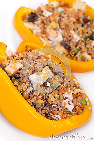 Quinoa chicken stuffed peppers Stock Photo