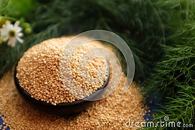 Quinoa, quinoa or quinoa, `Chenopodium quinua`. It is a seed Stock Photo