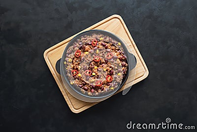 Quinoa red bean chili. Mexican spicy dish. Stock Photo