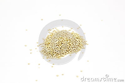 Quinoa seeds or goosefoot grains on white backgrou Stock Photo