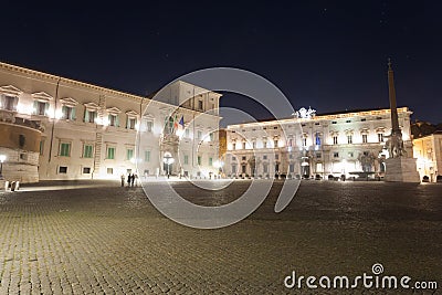 Quirinal Palace night view, Rome, Italy Stock Photo