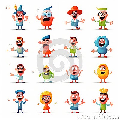 quirky animation slides slides with quirky animated characters Stock Photo