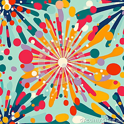 A quirky and colorful dot explosion pattern, with large and small circles bursting in various Stock Photo