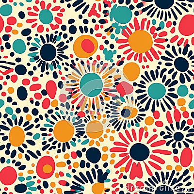 A quirky and colorful dot explosion pattern, with large and small circles bursting in various Stock Photo
