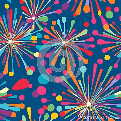 A quirky and colorful dot explosion pattern, with large and small circles bursting in various Stock Photo
