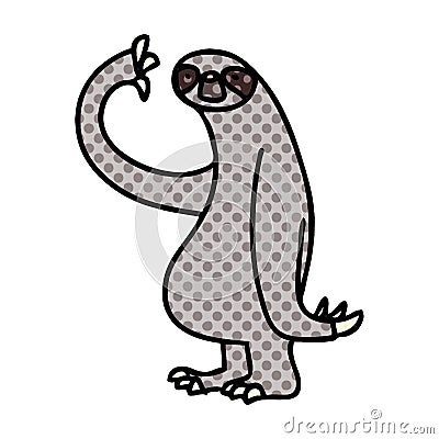 quirky comic book style cartoon sloth Vector Illustration