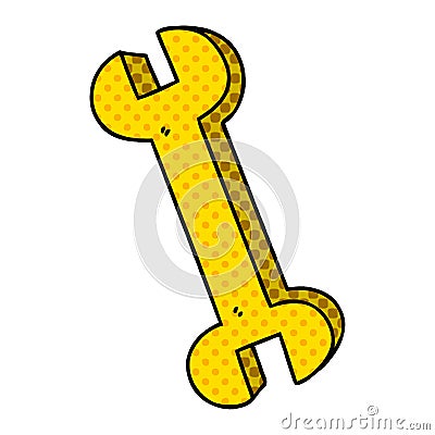 quirky comic book style cartoon spanner Vector Illustration