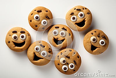 Quirky Funny cookie characters. Generate Ai Stock Photo