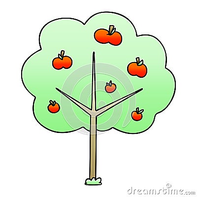 quirky gradient shaded cartoon apple tree Vector Illustration