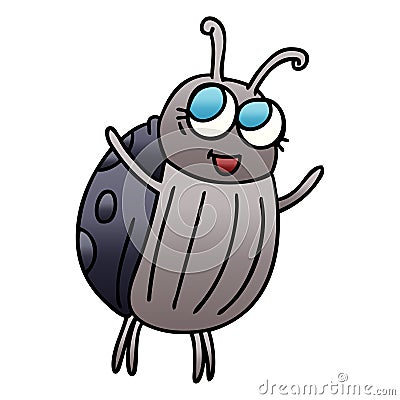 quirky gradient shaded cartoon happy bug Vector Illustration