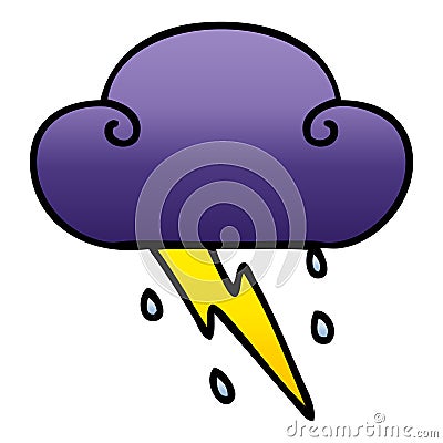 quirky gradient shaded cartoon thunder cloud Vector Illustration