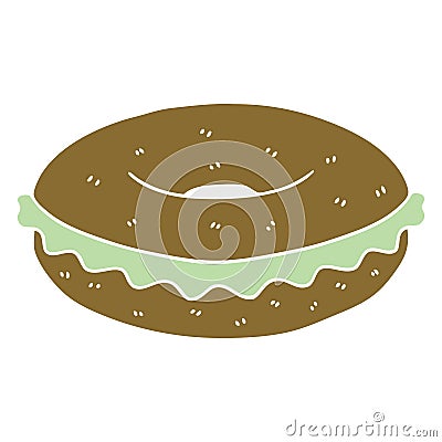 quirky hand drawn cartoon bagel Vector Illustration