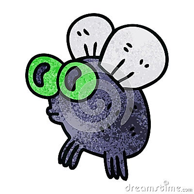 Quirky hand drawn cartoon fly Vector Illustration