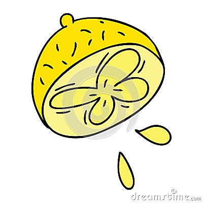 Quirky hand drawn cartoon lemon Vector Illustration