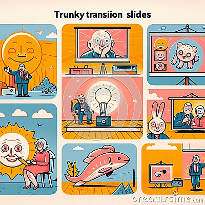 Quirky transition slides Slides with quirky or amusing transiti Stock Photo