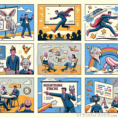 Quirky transition slides Slides with quirky or amusing transiti Stock Photo