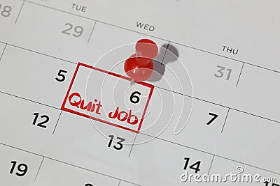 Quit job date on calendar Stock Photo