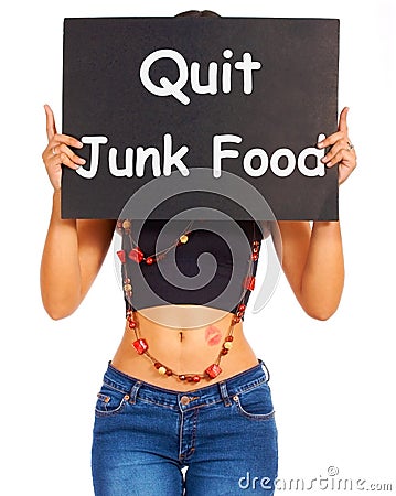 Quit Junk Food Sign Shows Eating Well For Health Stock Photo