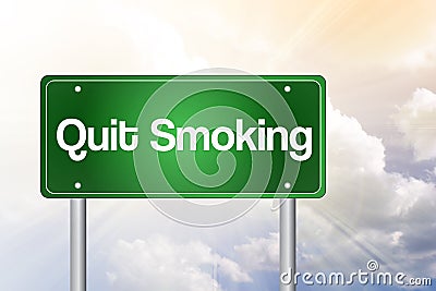 Quit Smoking Green Road Sign Stock Photo