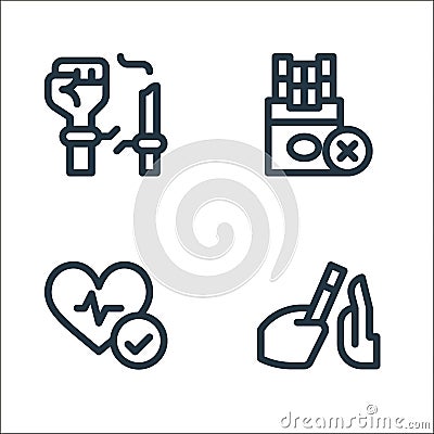 quit smoking line icons. linear set. quality vector line set such as reject, improve, quit smoking Vector Illustration