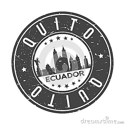 Quito Ecuador America Stamp Logo Icon Skyline Silhouette Symbol Round Design Skyline City. Vector Illustration