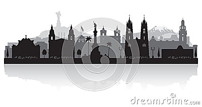 Quito Ecuador city skyline silhouette Vector Illustration