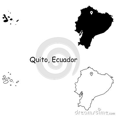 Quito Ecuador. Detailed Country Map with Location Pin on Capital City. Vector Illustration