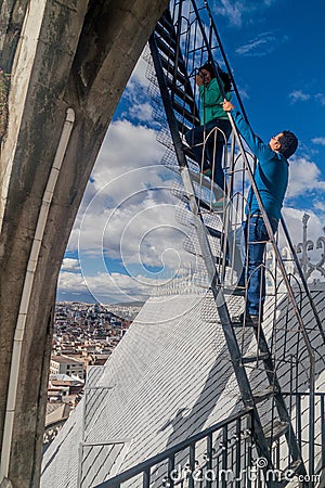 Tower of the Basilica of the National Vow in Quito Editorial Stock Photo