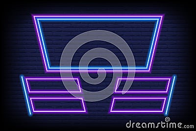 Quiz game neon template for trivia show on brick wall background. Frame for question and multiple answers for Vector Illustration