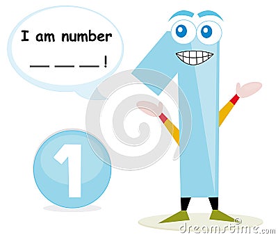 Quiz game with number one Cartoon Illustration