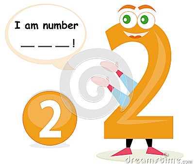 Quiz game with number two Cartoon Illustration