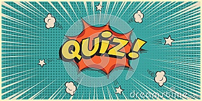 Quiz game show retro background. Vintage trivia night poster in pub. Marketing design vector illustration. Yellow text Vector Illustration
