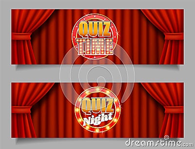 Quiz game vector horizontal banner template set Vector Illustration