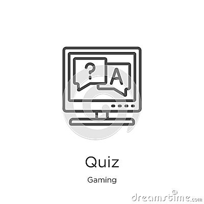 quiz icon vector from gaming collection. Thin line quiz outline icon vector illustration. Outline, thin line quiz icon for website Vector Illustration