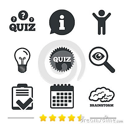 Quiz icons. Checklist and brainstorm symbols. Vector Illustration