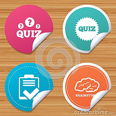 Quiz icons. Checklist and brainstorm symbols. Vector Illustration